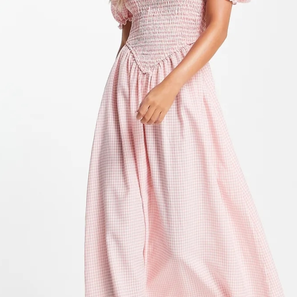 Pink Gingham Maxi Dress
